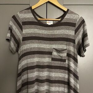 LuLaRoe Carly Women's XS High-Low Striped Short‎ Sleeve Dress